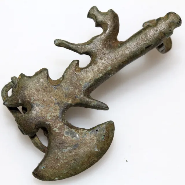 Ancient Roman bronze Ax shape fibula brooch circa 100-300 AD