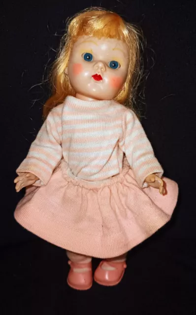 Vintage 1950s Vogue Ginny Straight Leg  Blond Hair Doll 7.5" Inch and Doll Stand