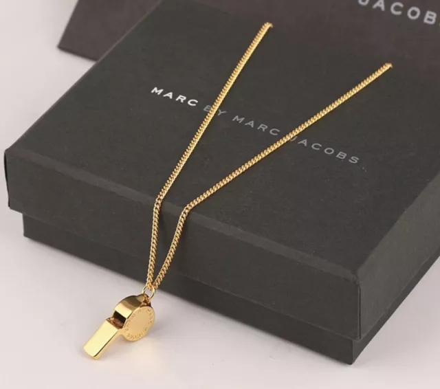 New MARC JACOBS Necklace Whistle Pendant Gold Tone