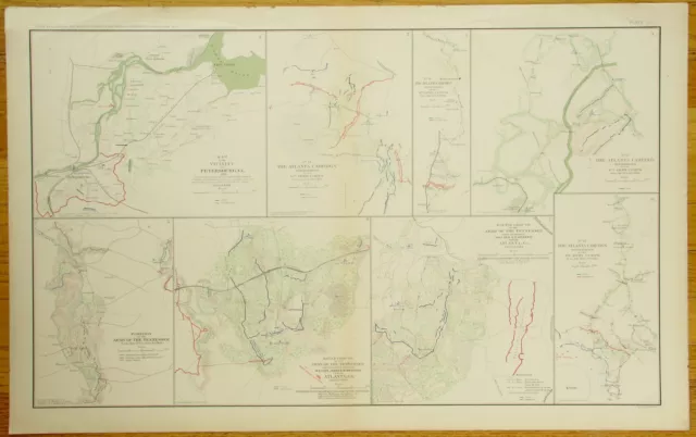 Authentic Civil War Map ~ Petersburg Virginia ~ Atlanta Campaign -1864