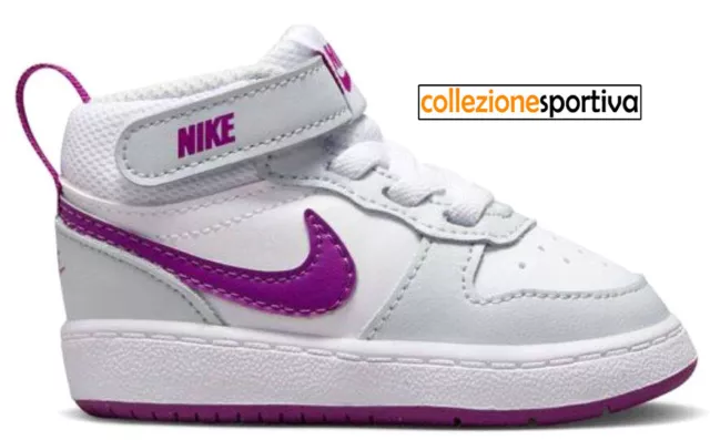 SCARPE BAMBINO/BAMBINA NIKE COURT BOROUGH MID 2 (TDV)- CD7784-009 col.bianco/vio