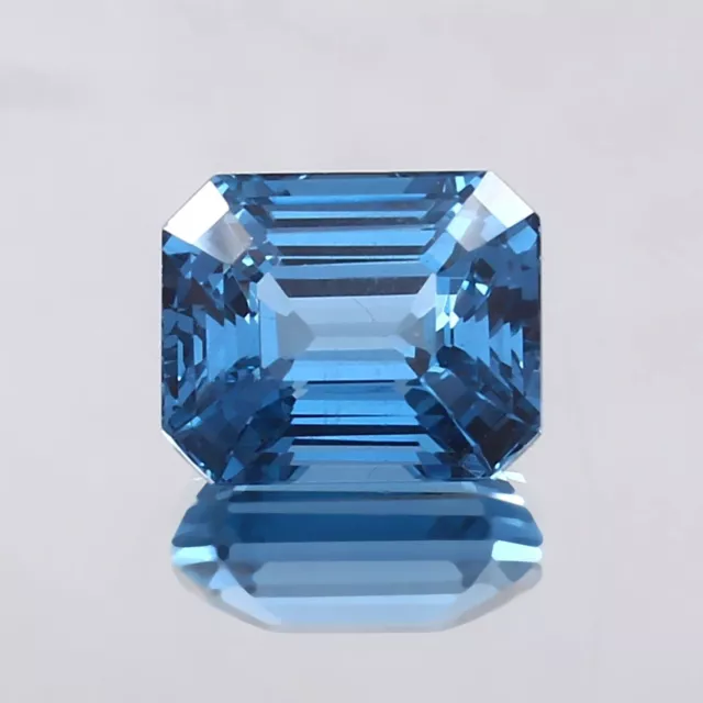 14 Ct Certified Natural Santa Maria Blue Aquamarine Emerald Cut Loose Gemstone