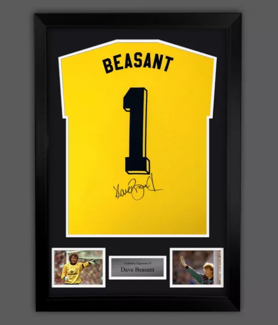 Dave Beasant Signed Yellow Player T-Shirt In A Framed Presentation Memorabilia