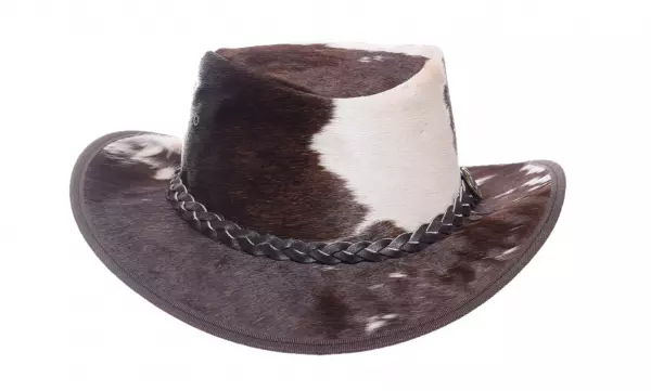 Scippis Rustler Hat Kuhfell braun Western Leder Hut Fell Hüte Rindsleder 2