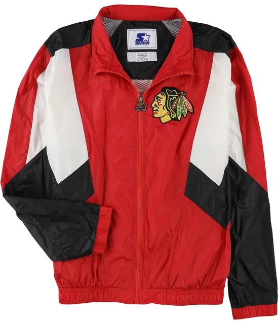STARTER Womens Chicago Blackhawks Windbreaker Jacket, Red, Large