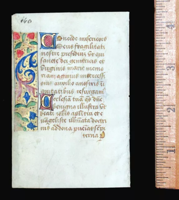 c. 1500 MEDIEVAL BOOK OF HOURS LEAF, FRANCE, ILLUMINATED MANUSCRIPT on VELLUM c. 1500 MEDIEVAL BOOK OF HOURS LEAF, FRANCE, ILLUMINATED MANUSCRIPT on VELLUM