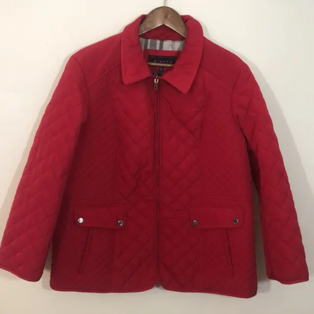 Giacca red quilted coat full zip multi snap pockets warm lined & filled Size XXL