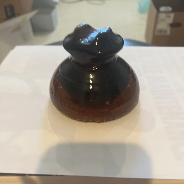 Amber HEMINGRAY - 23 Antique Glass Telegraph Insulator small chip