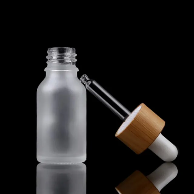 Empty Glass Dropper Bottles Eye Pipette Wood BamBoo lid Essential Oils 5ml-100ml