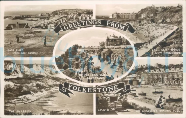 Folkestone 5 views Real photo Lansdowne 1952 Postmark LP516