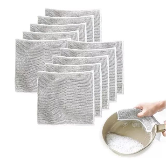 5pc/10pc Metal Wire Dishwashing Rags, Stain Removal and Polishing Cloth Towels