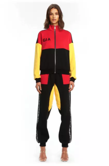 I AM GIA Yellow Red Blaster Colorblock Jacket Pants Sweatsuit
