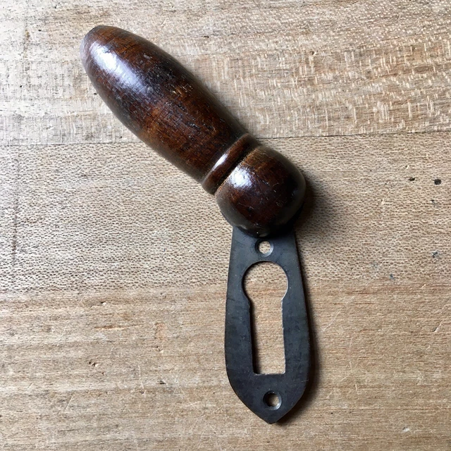 Vintage Escutcheon Keyhole Wood & Brass Antique Door Hardware Victorian Old