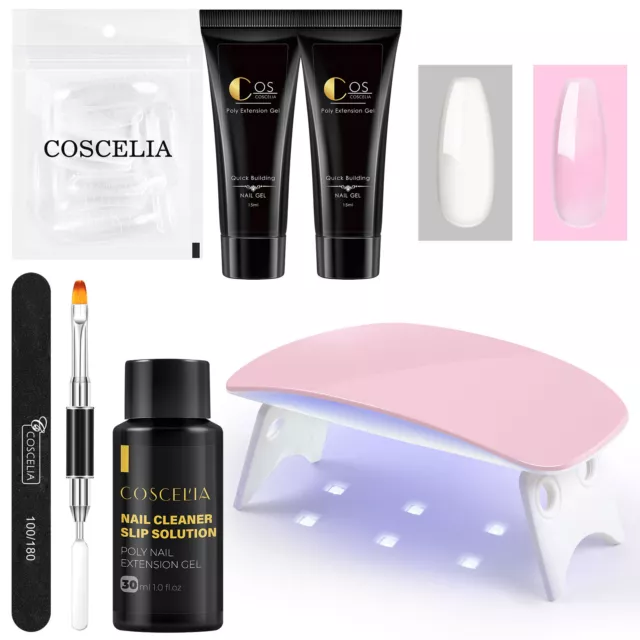 2Farben Poly Gel Set mit UV Licht Nagelverlängerung Gel Starter Kit Schlupflösun