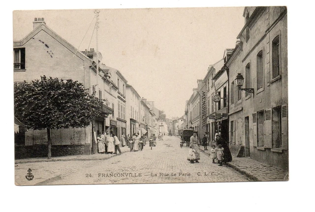Cpa 95 Franconville 1905. La Rue de Paris. Menuiserie. Attelage. Animée. Dos div