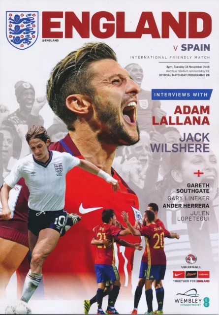 ENGLAND v Spain (Friendly International @ Wembley) 2016 - Official programme