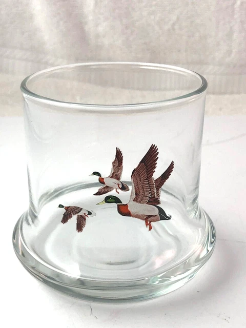 MALLARD DUCK WHISKEY Bar Glass Clear Glass Heavy Bottom Flying