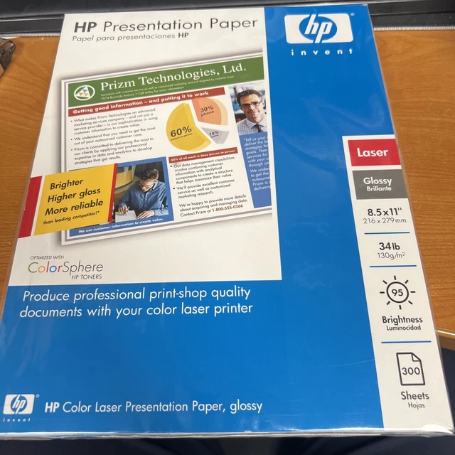 HP Color Laser Presentation Paper Glossy 300CT 8.5x11 NEW SEALED •FREE SHIPPING•