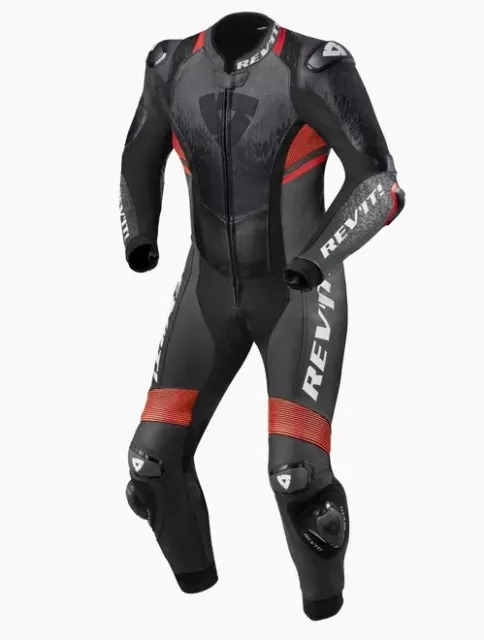 Tuta pelle intera moto Revit QUANTUM 2 rosso leather suit racing pista corsa