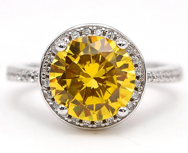 3CT Yellow Sapphire & Topaz 925 Sterling Silver Ring Jewelry Sz 9 NB1-5