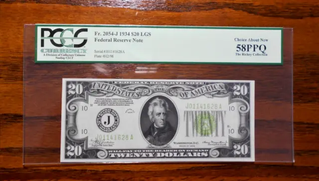 1934 $20 Federal Reserve Note (LGS) 💲 PCGS 58 PPQ ~ Kansas City
