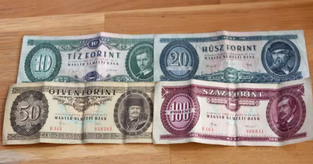 10+20+50+100 Forint,Bank of Hungary, 1965.--84.