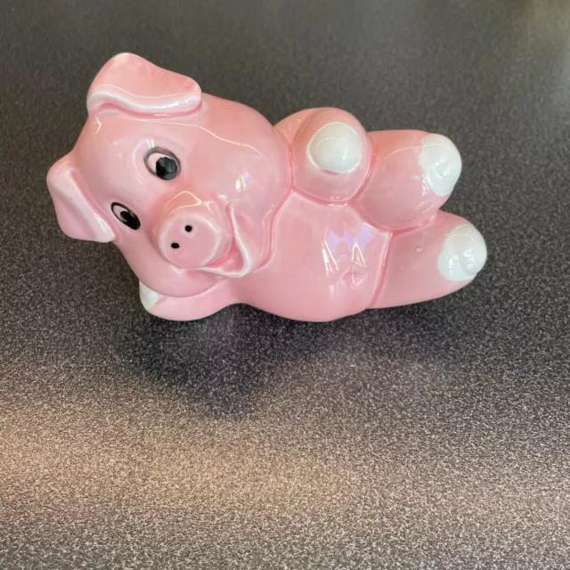 Ceramic Laying Cute Pink Pig Piggy Bank With Stopper