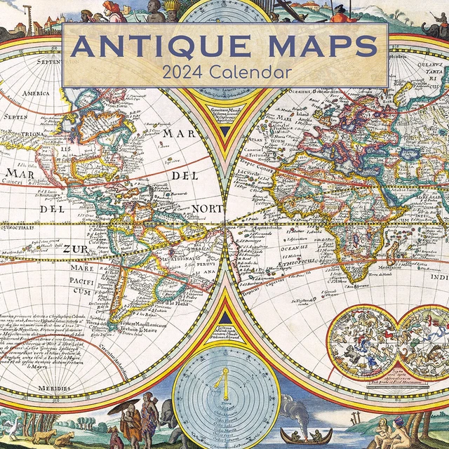 ANTIQUE MAPS 2024 Square Wall Calendar 16 Months Arts Planner