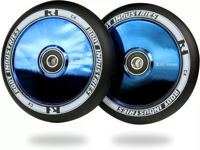 2 x Root Industries Air Stunt-Scooter Rolle 110mm Roller Wheels Blau chrom Blue