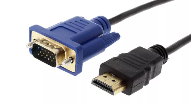 5m HDMI Vers VGA Câble Plaqué Or + Ferrite #c632