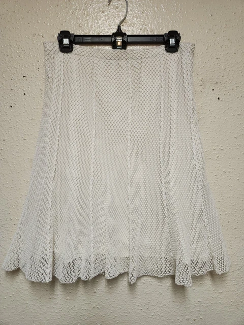 Elana Kattan White net Skirt with Tan Lining, Women's Size M