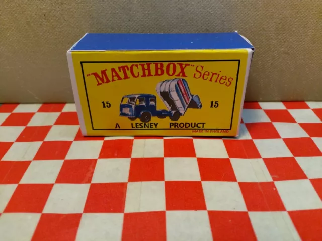 Matchbox lesney No15  Refuse Truck EMPTY Repro box Only  NO TRUCK