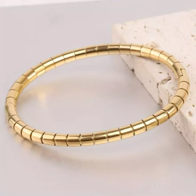 Bijoux - Bracelet jonc en acier inoxydable doré - pour Femme