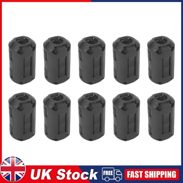 10pcs 9mm Clip-on Ferrite Ring Core Bead Choke RFI EMI Noise Filter Cable Clip
