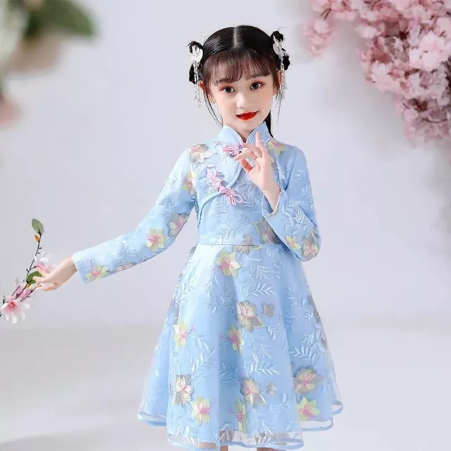 Baby Mädchen Cheongsam Kleid Prinzessin Ball Blumen Qipao Stickerei Chinese Jahr