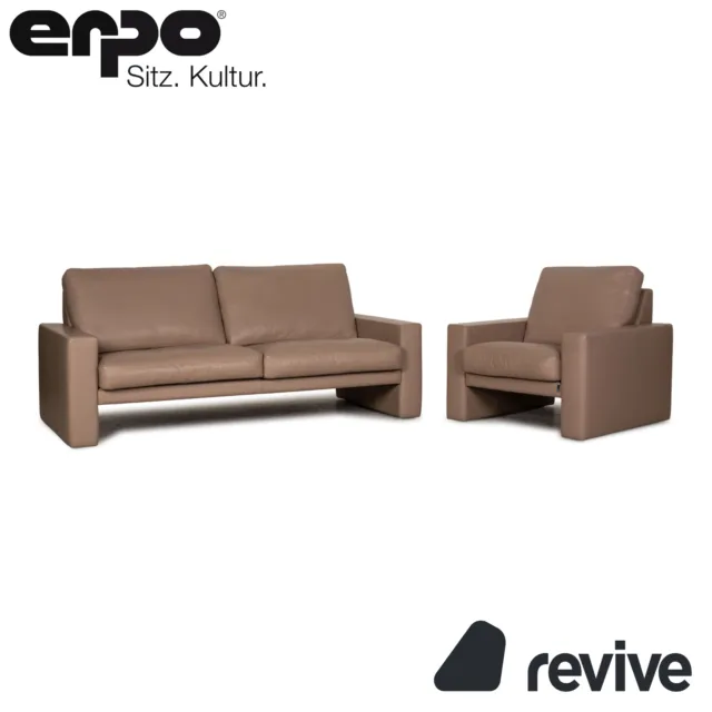 Erpo CL 100 Leder Sofa Garnitur Beige Zweisitzer Sessel Sofa Couch