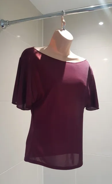 NEXT  -  Ladies Lovely Shimmery Deep Wine Coloured Top/ T Shirt - Size 10
