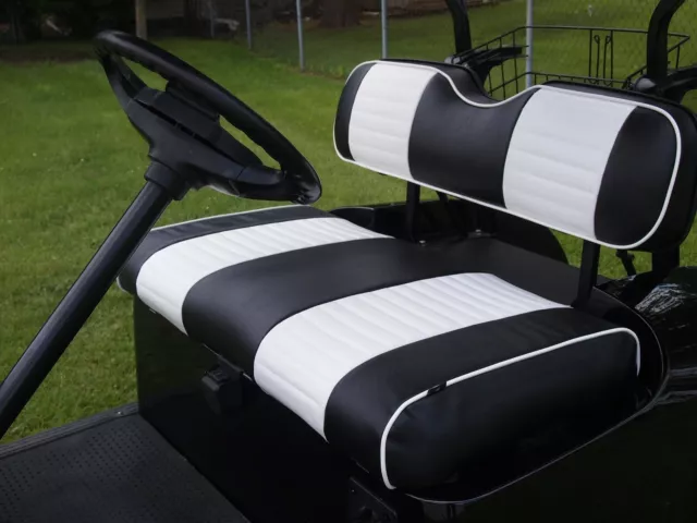 Custom Golf Cart Seat Cover Black White Pleated For EZGO Valor/ TXT 2014-2022