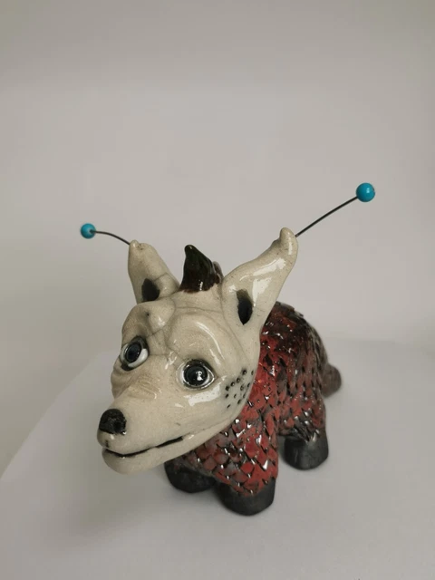 Keramik Figur, Dragon, Unikat, Raku, Geschenk, handgefertigt, Deko, Garten