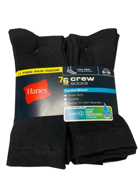 Hanes® Men’s 7-Pair Ultimate® ComfortBlend® Black Crew Socks  FreshIQ®