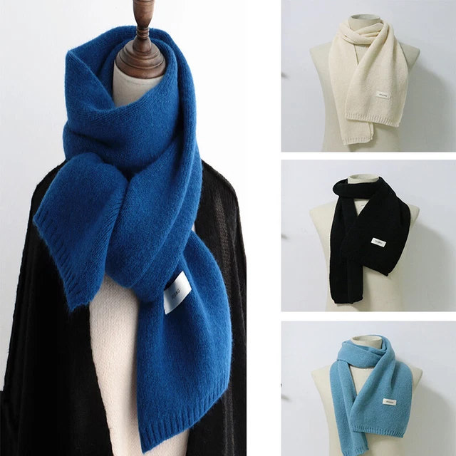 Sciarpa Donna Autunno Inverno Colori Solidi Slim Capo a Slim Morbida Calda Lavorata a Maglia SciarpaH7