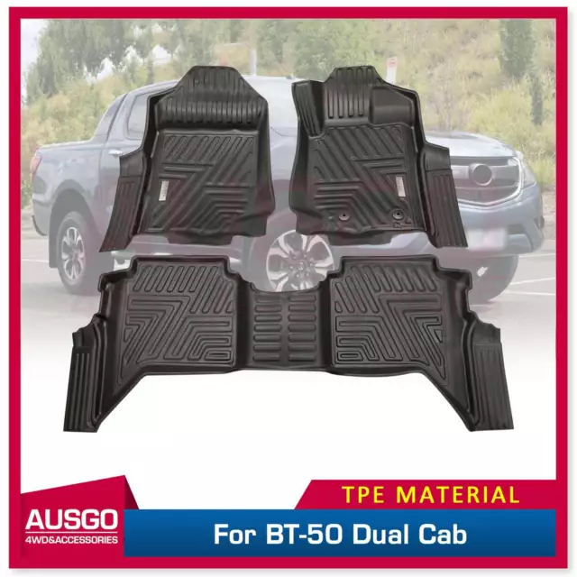 AUSGO 5D TPE Floor Mats for Mazda BT-50 UP Dual Cab 2011-2020 Door Sill Covered