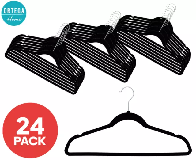 24x Flocked Velvet Clothes Hangers Coat Nonslip Garment Hanger Slim Dress Single