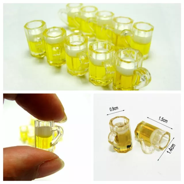 10pc Miniature Kitchen Dolls House Beer Glass Food Drink Cups Mug Bar Decor 1:12