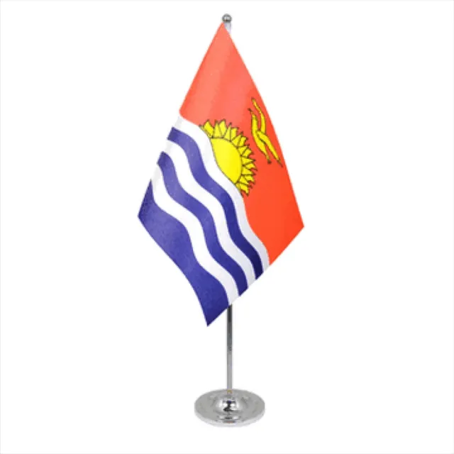 Kiribati Satin & Chrome Premium Table Flag