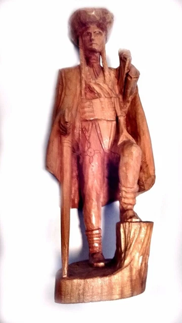 Wood Art Carving Man Hand Carved Signed Vintage