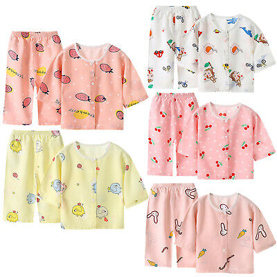 Toddler Kids Baby Boys Girls Cartoon Animal Tops+Pants Pajamas Set Sleepwear