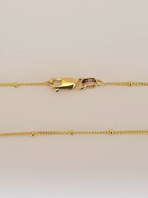 NEW Solid 9ct Italian Yellow Gold Diamond Cut Curb & Ball Ladies Necklace Chain