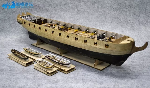 Wooden Dinghy Rowboat 1:75 Model Ship Long Boat Wooden Model Ship Kit