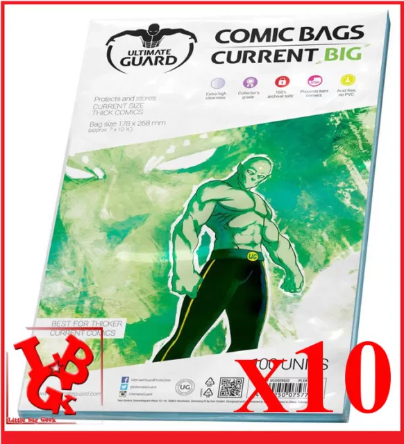Pochettes Protection CURRENT BIG Size BD comics VO x 10 Bags 178 x 268 mm # NEUF
